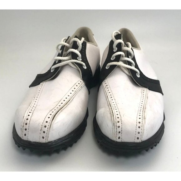 FootJoy GreenJoys Womens Sz 10M Black White 48364 Golf Shoes Soft Spike Patent - Picture 2 of 9